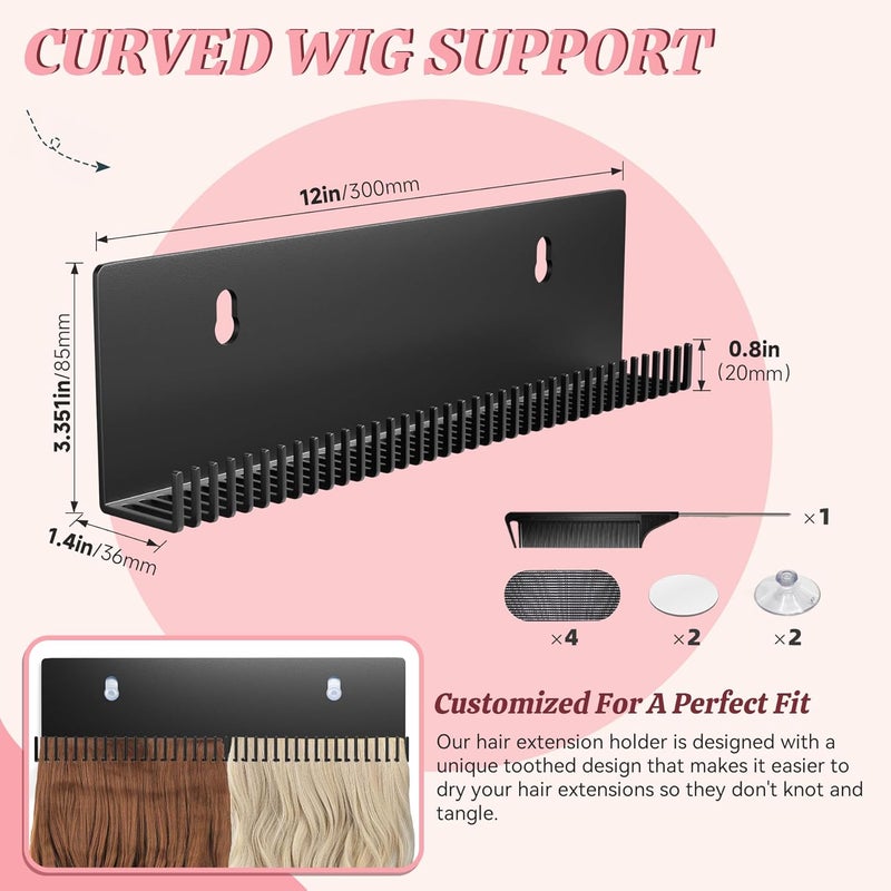 Yingsi-fty Hair Extension Holder for Styling Hair Stands Stainless Steel Hair Extension Display Hair Hanger Tool for Washing, Clip-In, Tape-In Extensions, Coloring and Blow-Drying of Weft - Image 4